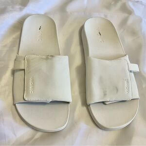 Vionic White Slide Sandals with Wide Strap